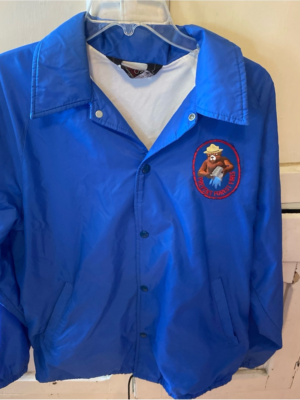 Men's Royal Blue Lightweight Coach Jacket with Embroidered Patch